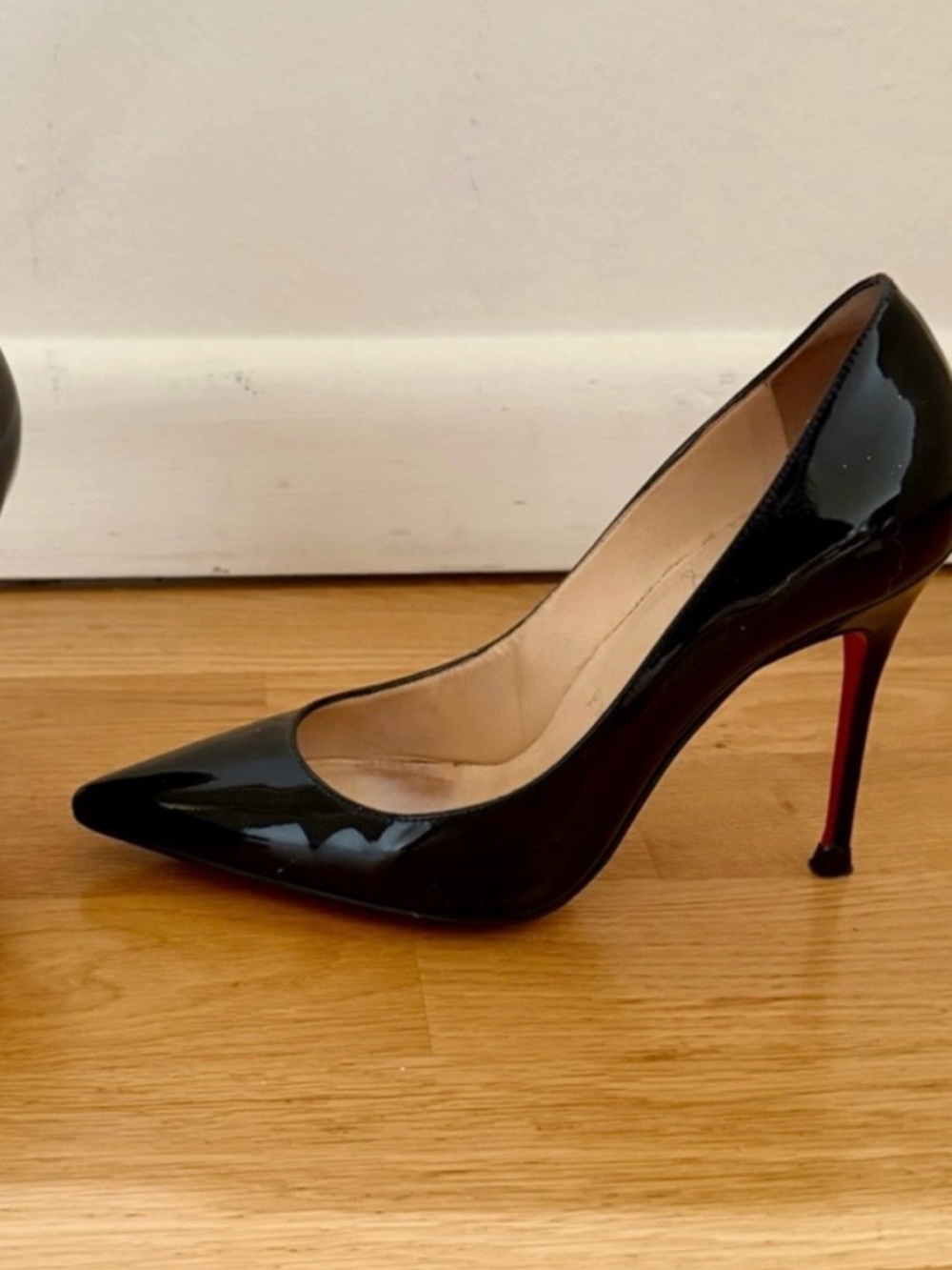 CHRISTIAN LOUBOUTIN Kate 100 Black Patent Pumps - 35 - Picture 2 of 7